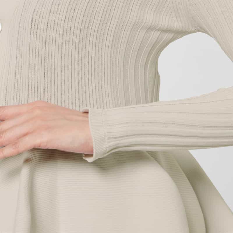 CFCL CFCL＜シーエフシーエル＞ フレアヘム ニットカーディガン “POTTERY“ BEIGE