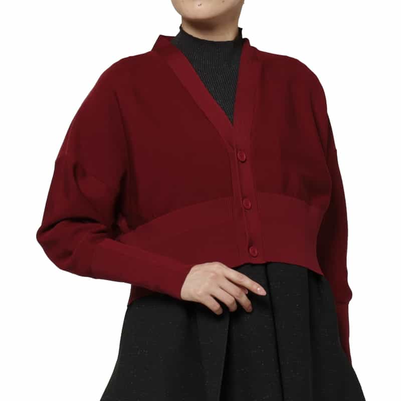 CFCL CFCL＜シーエフシーエル＞ バーニーズ　ニューヨーク限定 クロップド ニットカーディガン RED