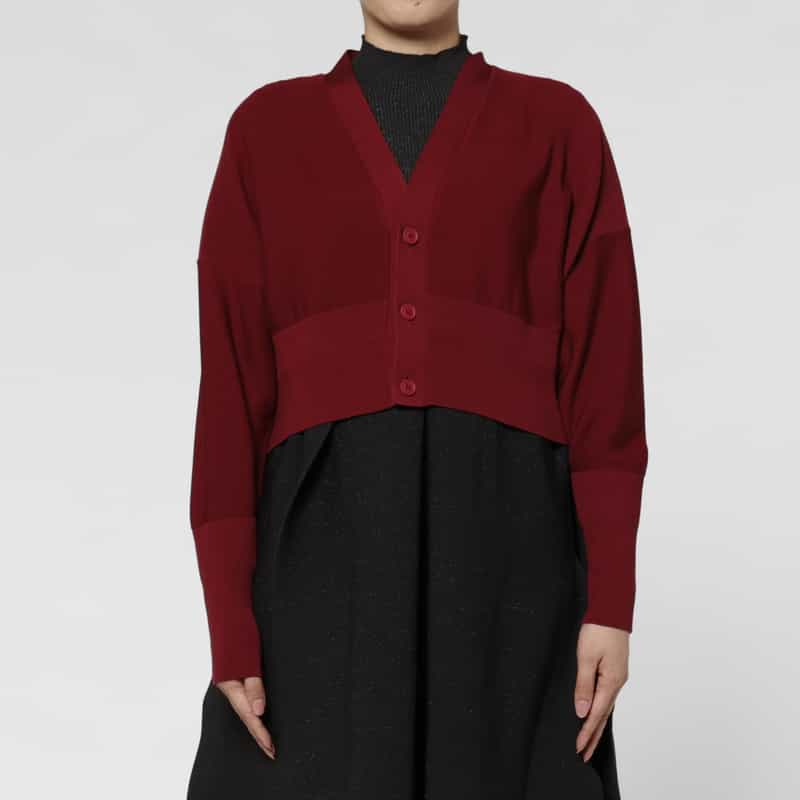 CFCL CFCL＜シーエフシーエル＞ バーニーズ　ニューヨーク限定 クロップド ニットカーディガン RED
