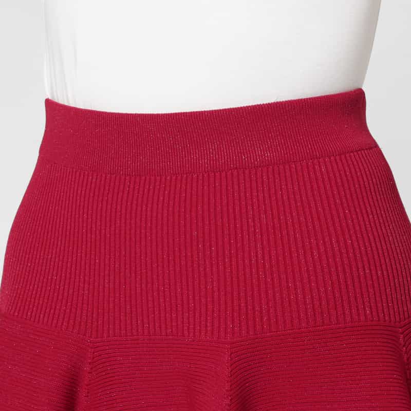 CFCL CFCL＜シーエフシーエル＞ アシンメトリーデザイン グリッターロングニットスカート “POTTERY“ RED