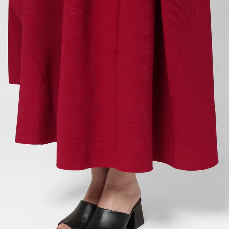 CFCL CFCL＜シーエフシーエル＞ アシンメトリーデザイン グリッターロングニットスカート “POTTERY“ RED