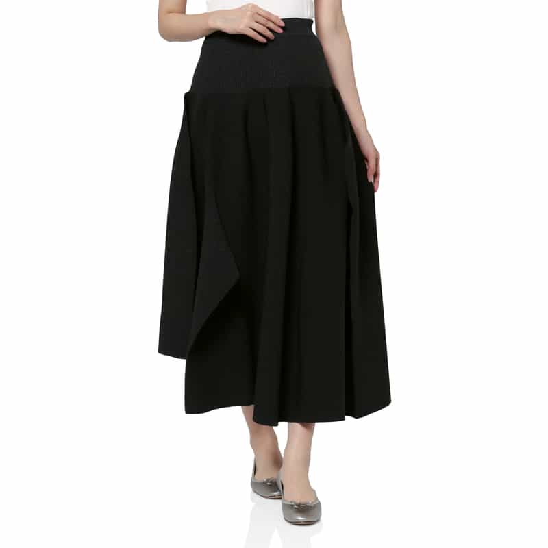 CFCL CFCL＜シーエフシーエル＞ アシンメトリーデザイン グリッターロングニットスカート “POTTERY“ BLACK