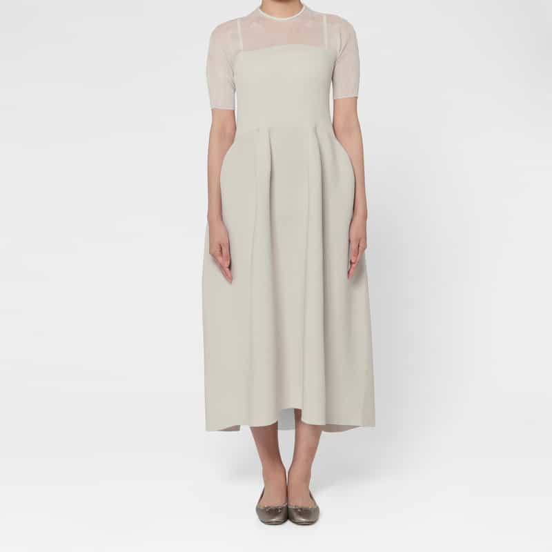 CFCL CFCL ＜シーエフシーエル＞ ルーセントデコルテ ロングドレス “POTTERY“ BEIGE
