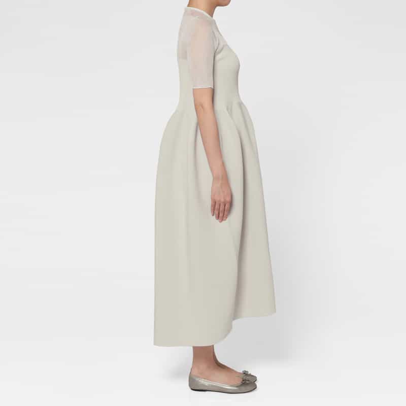 CFCL CFCL ＜シーエフシーエル＞ ルーセントデコルテ ロングドレス “POTTERY“ BEIGE