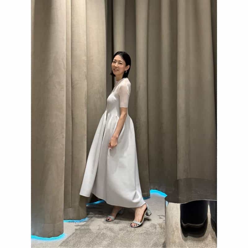 CFCL CFCL ＜シーエフシーエル＞ ルーセントデコルテ ロングドレス “POTTERY“ BEIGE