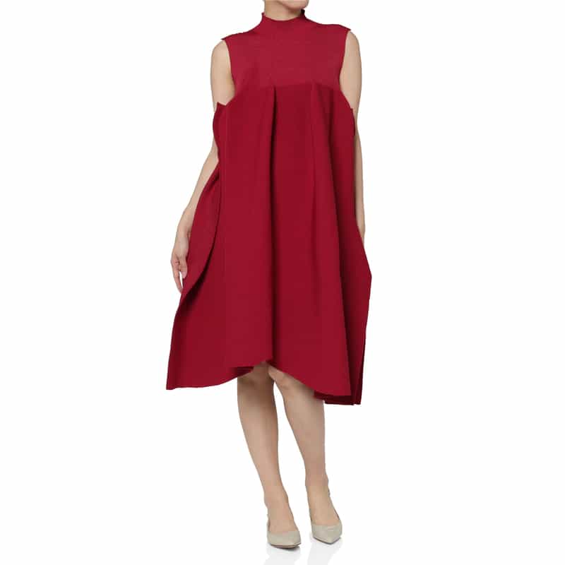 CFCL CFCL＜シーエフシーエル＞ アシンメトリーデザイン グリッターニットドレス “POTTERY“ RED