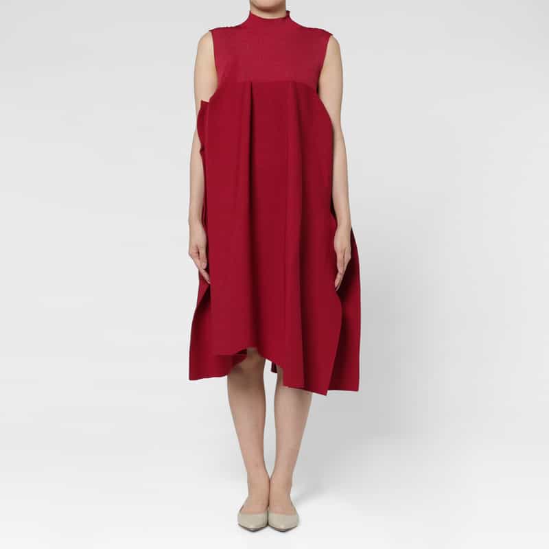 CFCL CFCL＜シーエフシーエル＞ アシンメトリーデザイン グリッターニットドレス “POTTERY“ RED