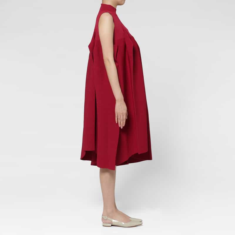 CFCL CFCL＜シーエフシーエル＞ アシンメトリーデザイン グリッターニットドレス “POTTERY“ RED