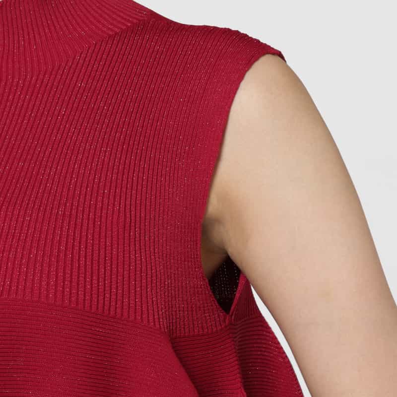 CFCL CFCL＜シーエフシーエル＞ アシンメトリーデザイン グリッターニットドレス “POTTERY“ RED