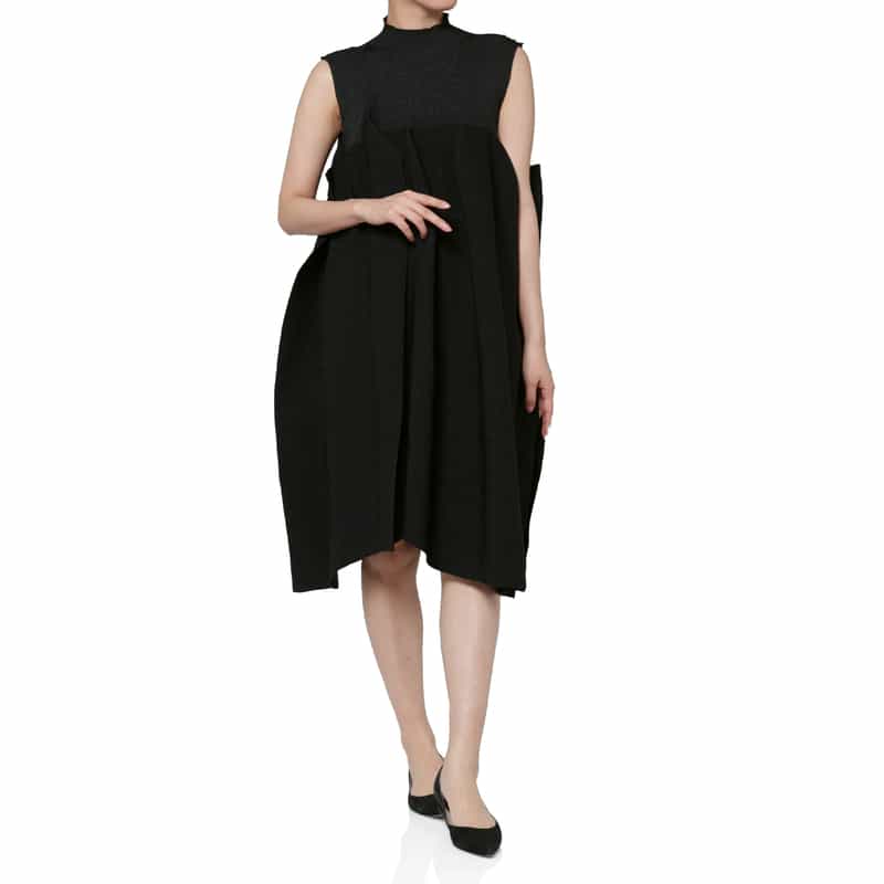 CFCL CFCL＜シーエフシーエル＞ アシンメトリーデザイン グリッターニットドレス “POTTERY“ BLACK
