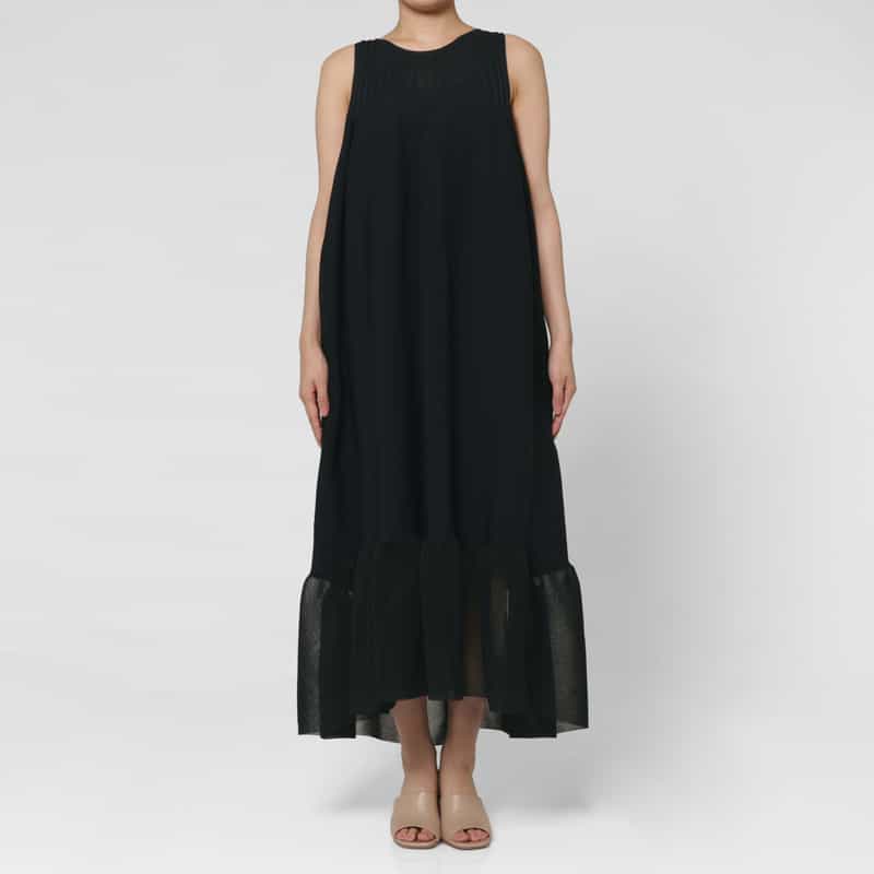CFCL CFCL＜シーエフシーエル＞ バストフレア スリーブレス ロングドレス “POTTERY“ BLACK