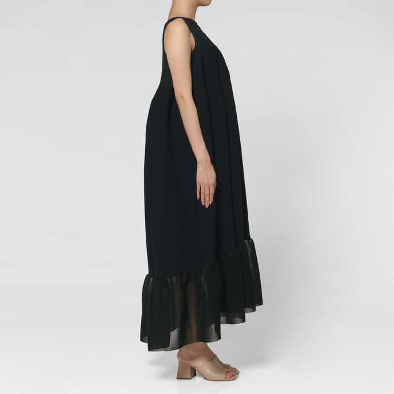 CFCL CFCL＜シーエフシーエル＞ バストフレア スリーブレス ロングドレス “POTTERY“ BLACK