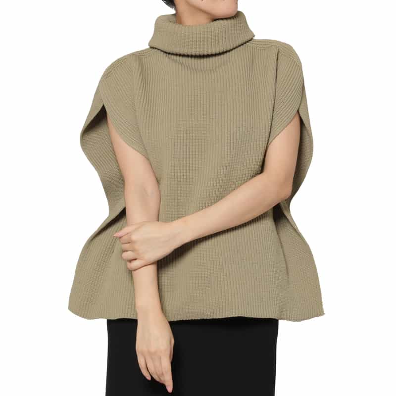 CFCL CFCL＜シーエフシーエル＞ ハイネック リブニットプルオーバー BEIGE