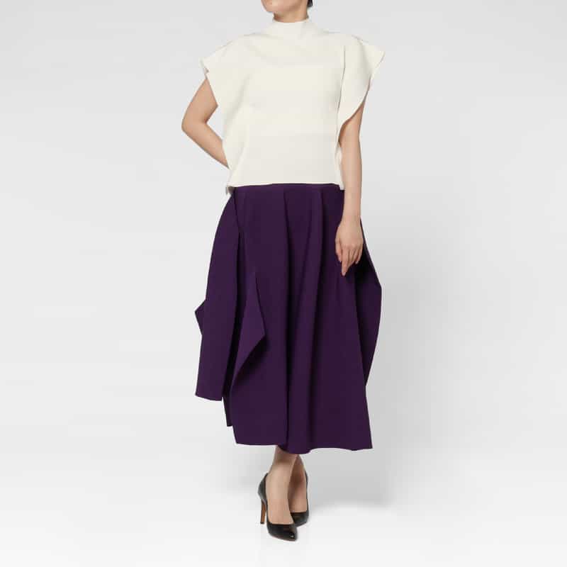 CFCL CFCL＜シーエフシーエル＞ ドレープスリーブ ニットプルオーバー “PORTRAIT“ WHITE