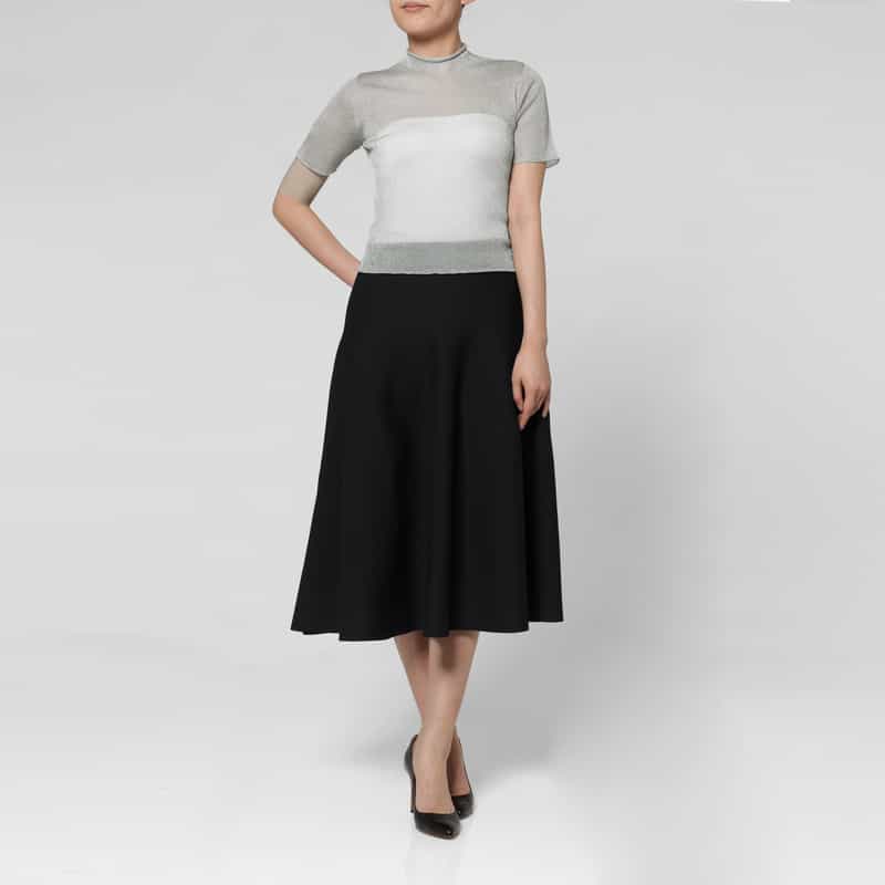 CFCL CFCL＜シーエフシーエル＞ ショートスリーブ シアーニットプルオーバー “PORTRAIT“ GRAY