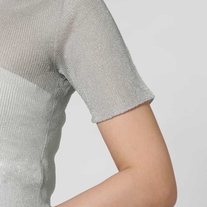 CFCL CFCL＜シーエフシーエル＞ ショートスリーブ シアーニットプルオーバー “PORTRAIT“ GRAY