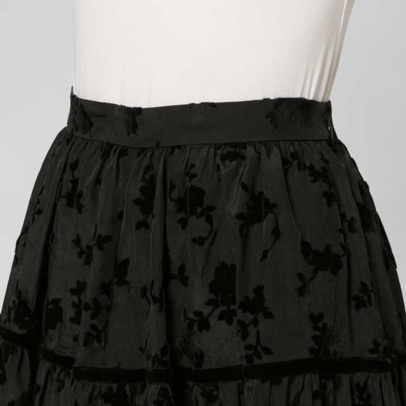FETICO FETICO ＜フェティコ＞ フロッキーローズプリント バレルシルエットスカート BLACK