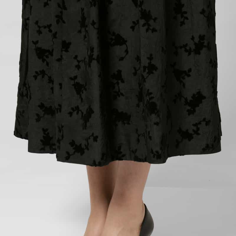 FETICO FETICO ＜フェティコ＞ フロッキーローズプリント バレルシルエットスカート BLACK