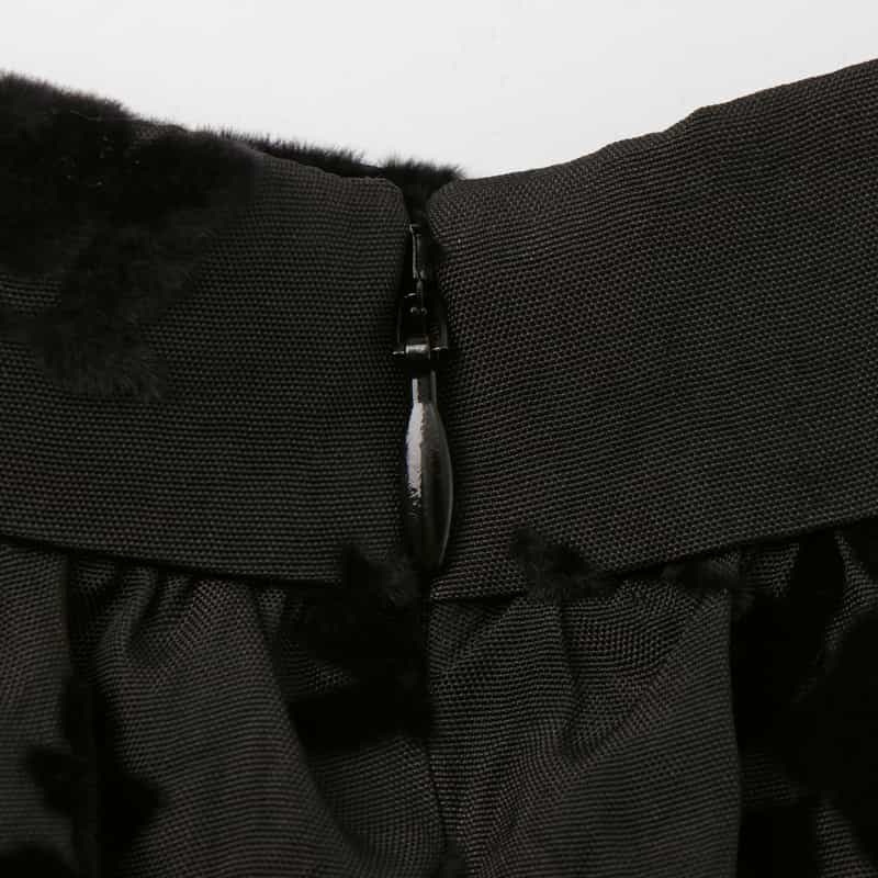 FETICO FETICO ＜フェティコ＞ フロッキーローズプリント バレルシルエットスカート BLACK