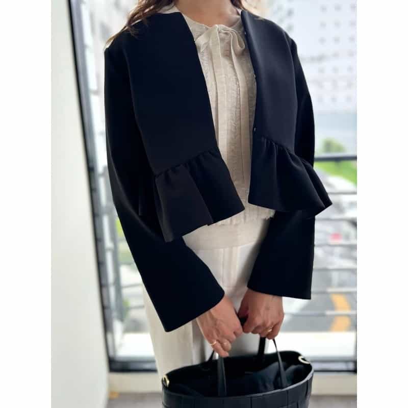 BARNEYS NEW YORK セットアップ フリルヘム ボレロジャケット BLACK