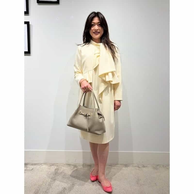 BARNEYS NEW YORK セットアップ ビッグボウ ノースリーブドレス OFF WHITE