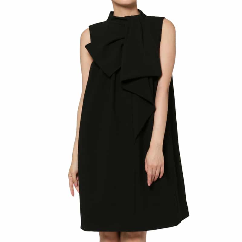 BARNEYS NEW YORK セットアップ ビッグボウ ノースリーブドレス BLACK