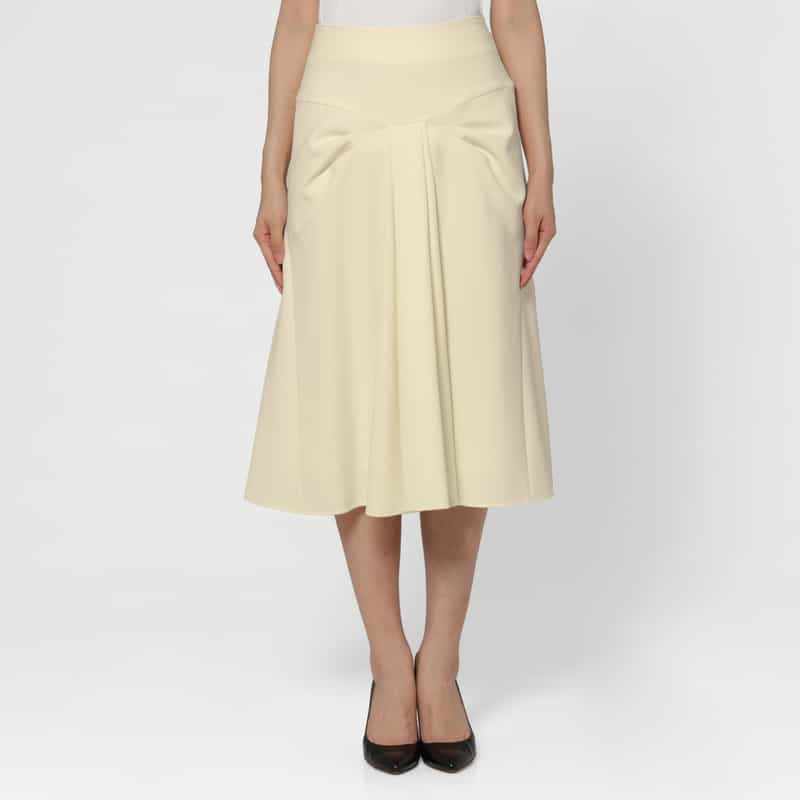 BARNEYS NEW YORK セットアップ ドレープ×ギャザーデザイン フレアスカート OFF WHITE