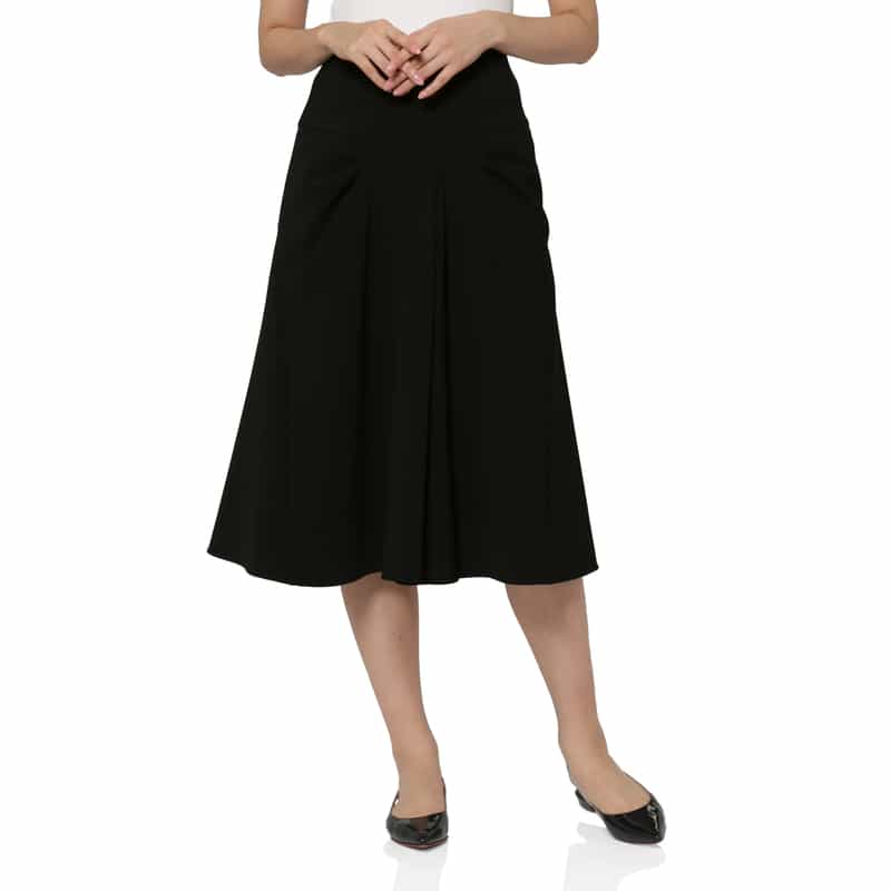 BARNEYS NEW YORK セットアップ ドレープ×ギャザーデザイン フレアスカート BLACK