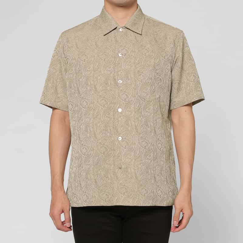 BARNEYS NEW YORK ペイズリー柄カジュアルシャツ BROWN