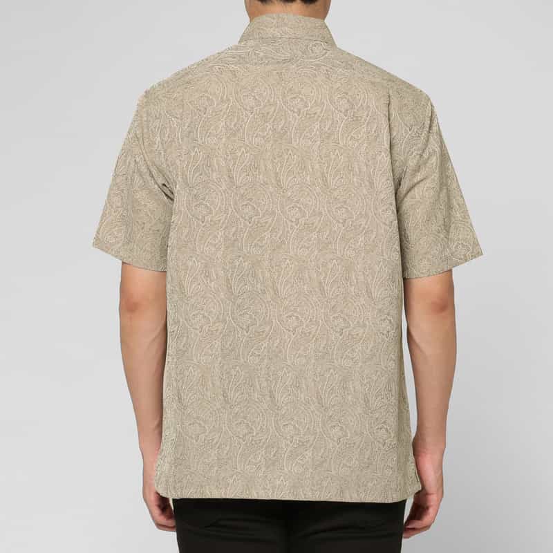 BARNEYS NEW YORK ペイズリー柄カジュアルシャツ BROWN
