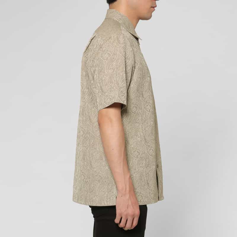 BARNEYS NEW YORK ペイズリー柄カジュアルシャツ BROWN