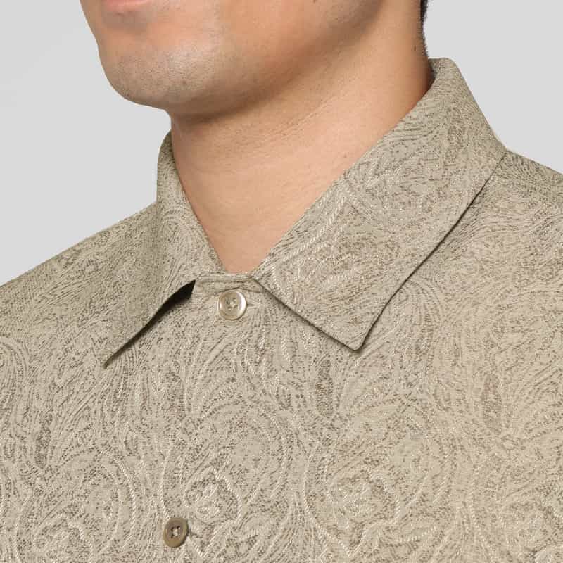 BARNEYS NEW YORK ペイズリー柄カジュアルシャツ BROWN