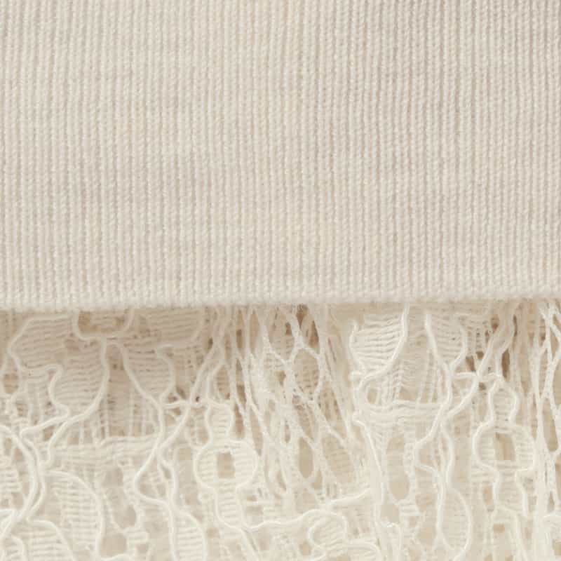 BARNEYS NEW YORK レースヘム クルーネックニットカーディガン WHITE