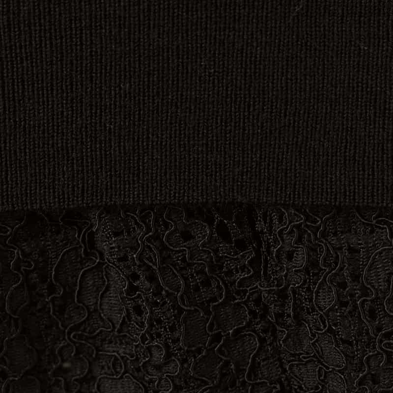BARNEYS NEW YORK レースヘム クルーネックニットカーディガン BLACK