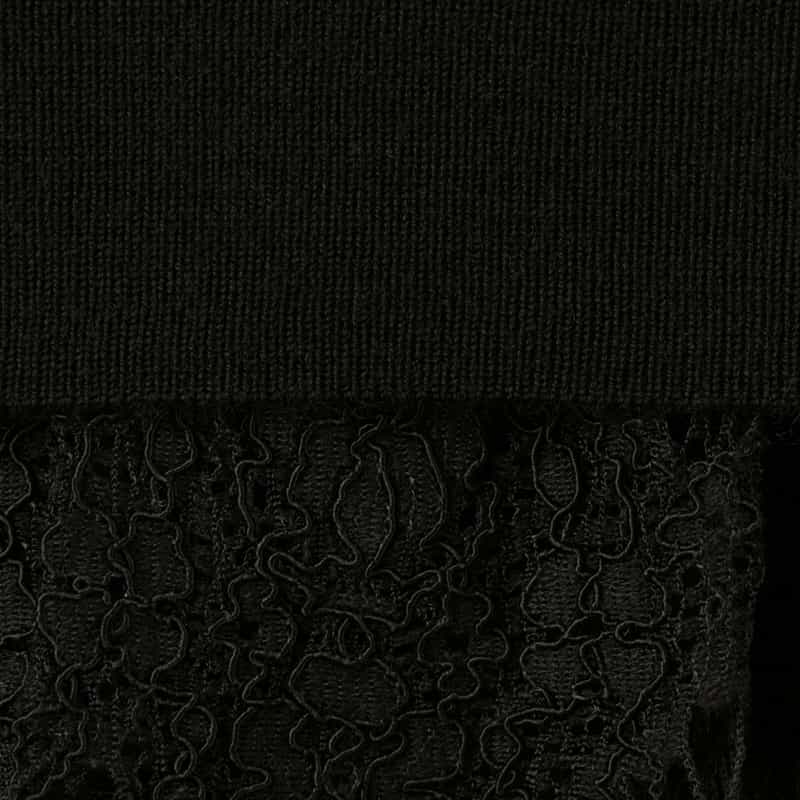 BARNEYS NEW YORK レースヘム ハーフスリーブ クルーネックニットプルオーバー BLACK