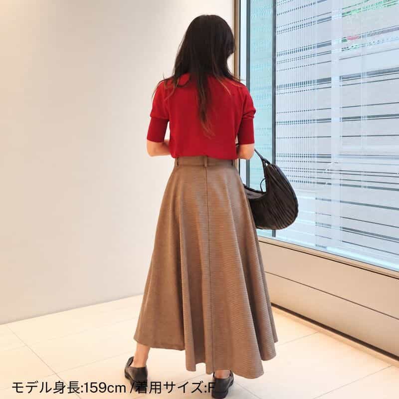 BARNEYS NEW YORK ウォッシャブル ウール素材フリンジデザイン ハーフスリーブ リボンニットプルオーバー RED