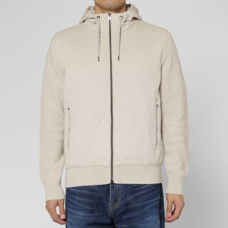 HERNO HERNO＜ヘルノ＞ 中綿エコスエードジップアップニットブルゾン IVORY