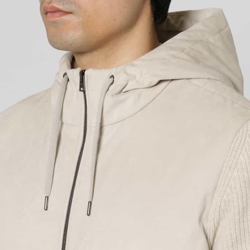 HERNO HERNO＜ヘルノ＞ 中綿エコスエードジップアップニットブルゾン IVORY
