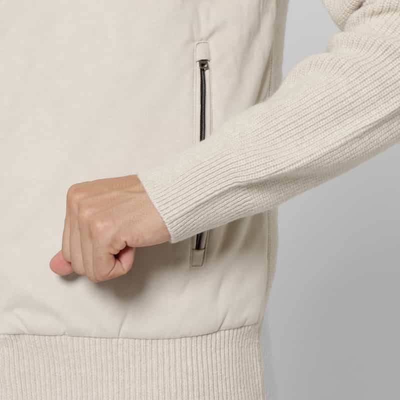 HERNO HERNO＜ヘルノ＞ 中綿エコスエードジップアップニットブルゾン IVORY