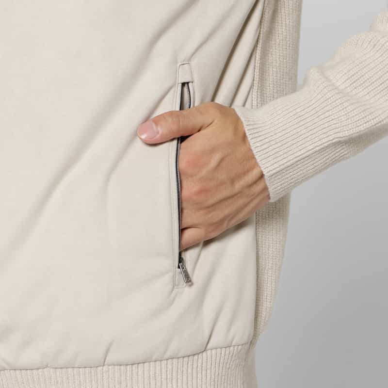 HERNO HERNO＜ヘルノ＞ 中綿エコスエードジップアップニットブルゾン IVORY