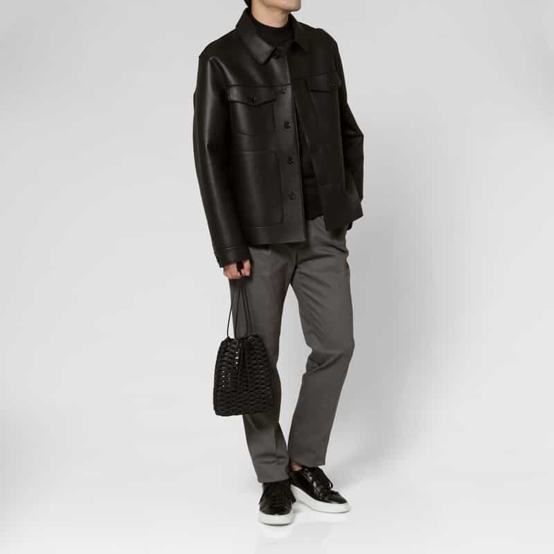 IL MICIO IL MICIO＜イル ミーチョ＞レザー巾着バッグ“B-65" BLACK