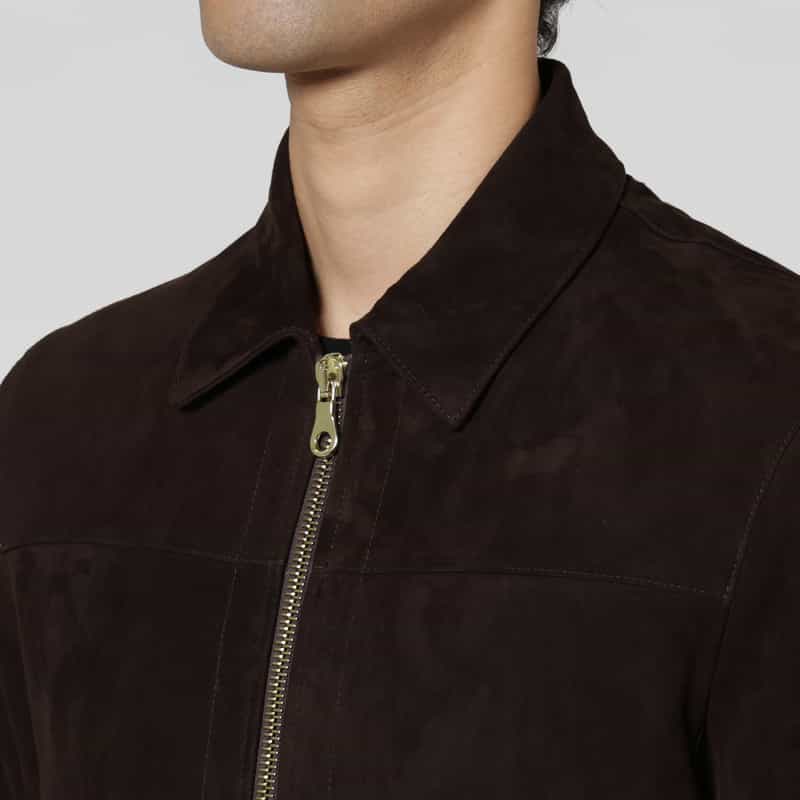 CINQUANTA CINQUANTA＜チンクワンタ＞ ジップアップ ゴートスエードジャケット DARK BROWN