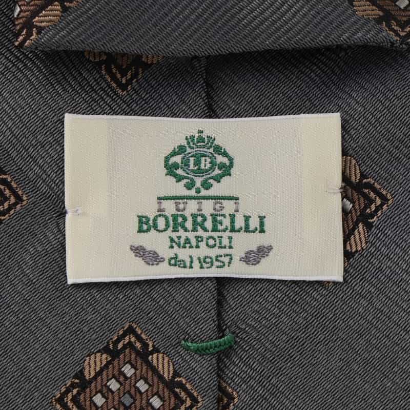 LUIGI  BORRELLI LUIGI BORRELLI＜ルイジボレッリ＞ ラージスクエア小紋柄タイ GRAY