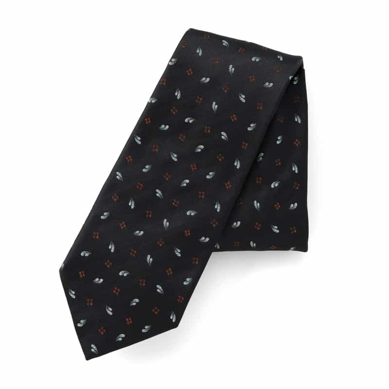LUIGI  BORRELLI LUIGI BORRELLI＜ルイジボレッリ＞ リーフ×小紋柄タイ NAVY