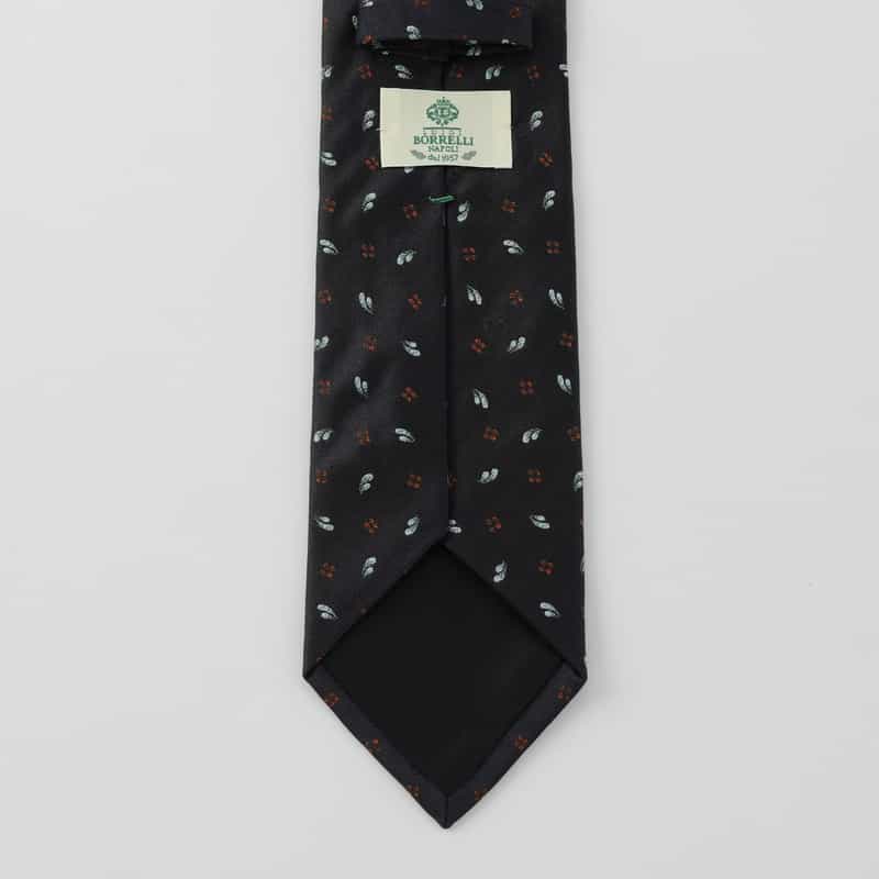 LUIGI  BORRELLI LUIGI BORRELLI＜ルイジボレッリ＞ リーフ×小紋柄タイ NAVY