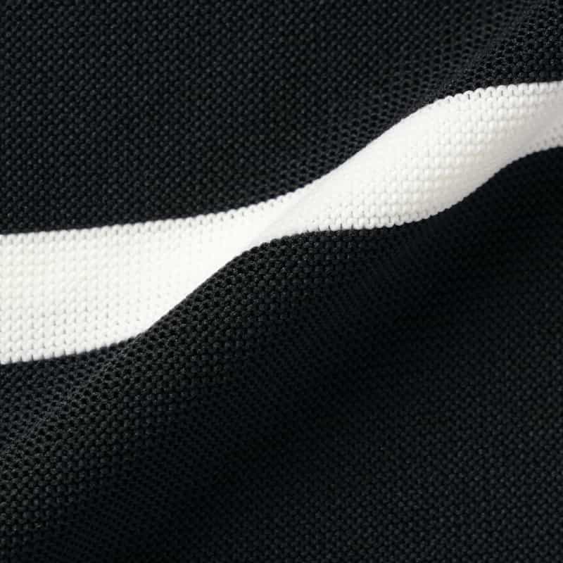 BARNEYS NEW YORK ウォッシャブル ノースリーブ マルチカラーライン リブニットフレアドレス BLACK