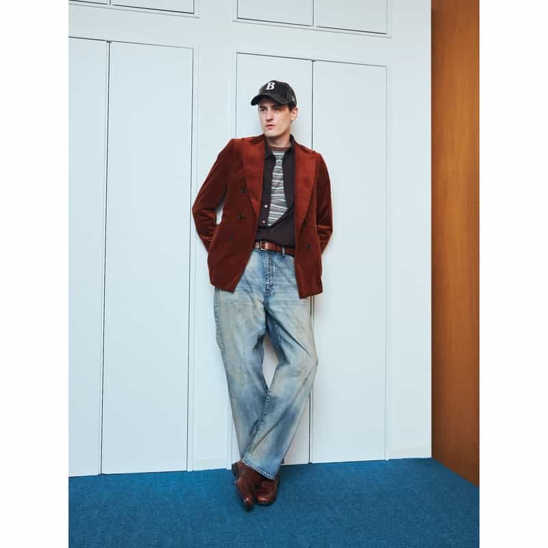 BARNEYS NEW YORK セットアップ コーデュロイ素材ダブルブレストジャケット BROWN