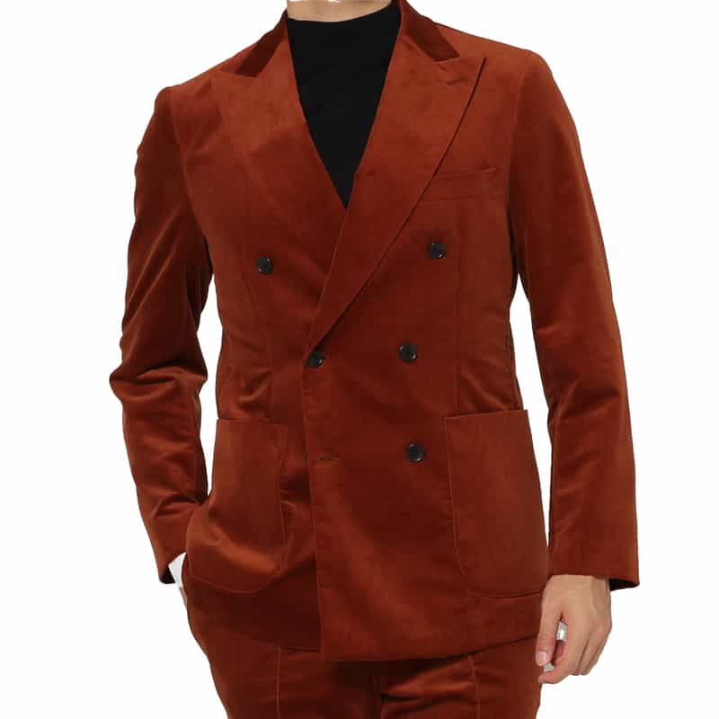 BARNEYS NEW YORK セットアップ コーデュロイ素材ダブルブレストジャケット BROWN
