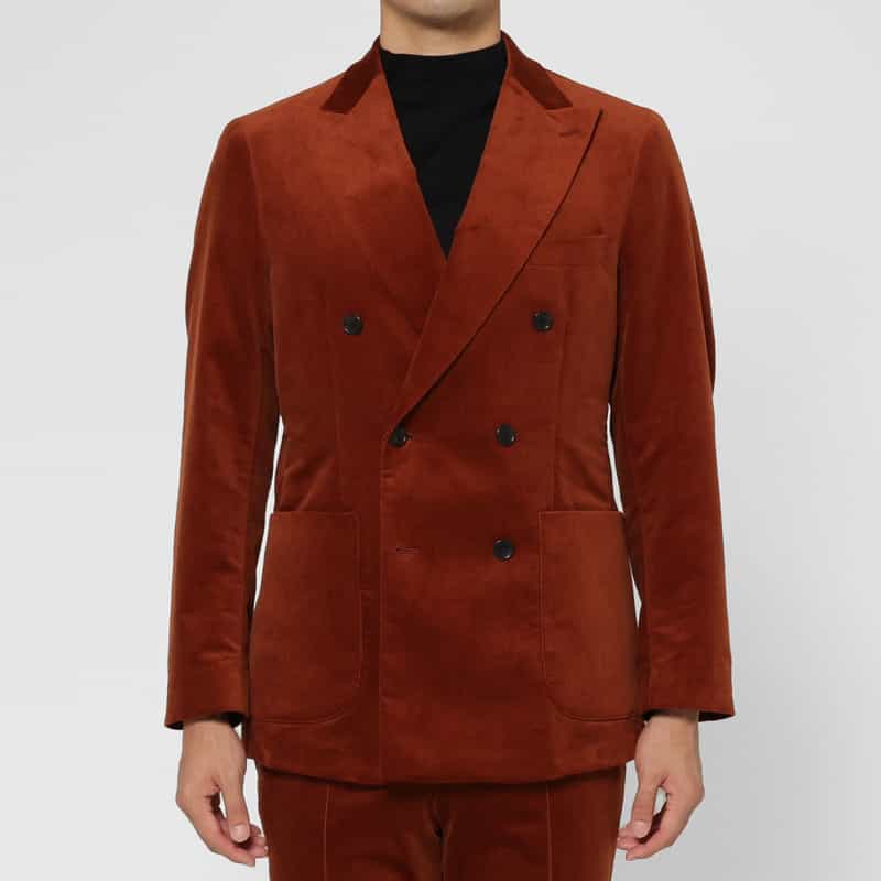 BARNEYS NEW YORK セットアップ コーデュロイ素材ダブルブレストジャケット BROWN