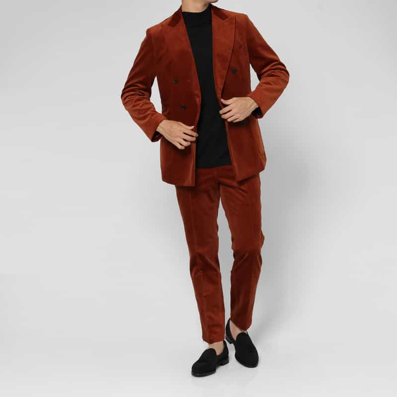 BARNEYS NEW YORK セットアップ コーデュロイ素材ストレッチパンツ BROWN